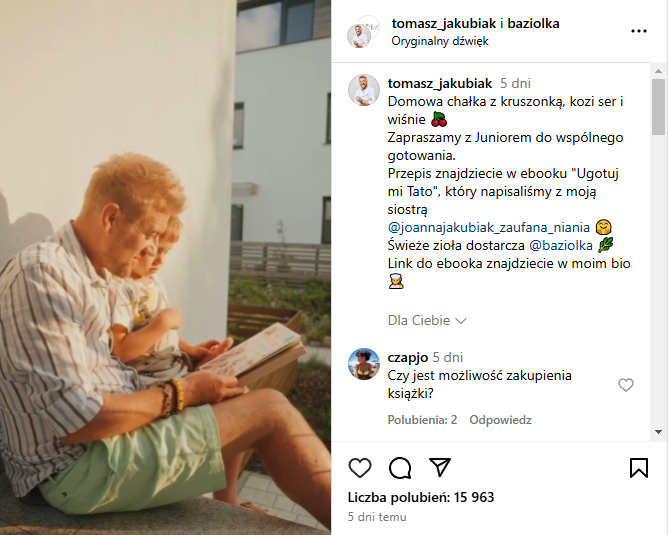 Niepokojąca cisza na profilu żony Tomasza Jakubiaka. Śmiertelnie chory kucharz zamieścił tylko TO